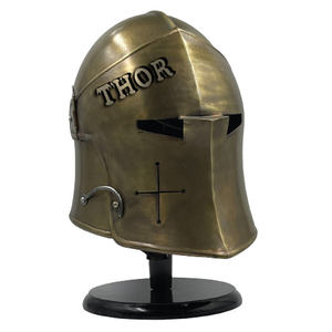 Casco Medieval Barbuta de Caballero Vikingo de Batalla | Casco de Acero con Visera, Acabado Antiguo, Réplica de Armadura para Disfraces SCA LARP con Soporte - Product Image 6