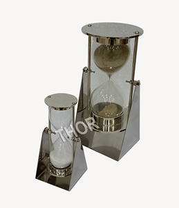 Minuterie de sablier en verre de sable poli chromé moderne Décoration maritime nautique et cadeau de mariage unique pour l'espace de bureau - Product Image 4