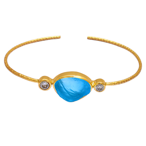 Aqua Chalcedony กำไลข้อมืออัญมณีแข็ง,เครื่องประดับทำด้วยมือเงินแท้925เครื่องประดับหรู Casa De Plata - Product Image 1