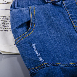 Mini Falda vaquera informal personalizada para niños, botón de silueta plisado, cintura elástica, 100% algodón, transpirable ecológico - Product Image 6