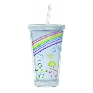 Acrylic Tumblers Paper Photo Insert 16 oz Double Wall tumbler with Lid And Straw double wall plastic tumbler photo insert mug