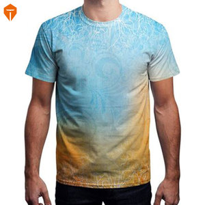 Mens Gradient Color Embroidered Casual Short Sleeve T-<b>Shirt</b> - Product Image 3