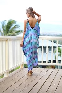 Vente chaude 2025 nouveau été Boho cravate teinture imprimer sans manches Maxi robes coupe ample 100% rayonne tissu plage dames robe - Product Image 4