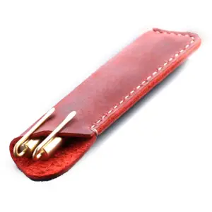 Étui à 2 stylos en cuir à Grain riche fabriqué en usine OEM pour le bureau et les cadeaux - Product Image 1