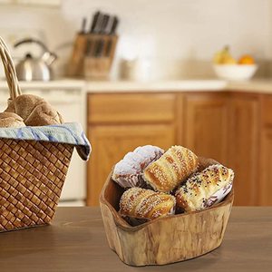 Bol de service en bois fait à la main fini rustique naturel parfait pour les articles d'hôtel salade de fruits élégante et service de dessert - Product Image 5