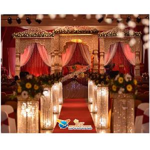 การตกแต่งเวทีงานแต่งงานสไตล์ราชวادي  เวทีสีทองทำจากไฟเบอร์สุดพิเศษ & แท่นบูธแบบเปิดสไตล์บอลลีวูด  จัดงานที่แอตแลนต้า - Product Image 1