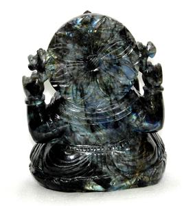 งานประติมากรรมพระพิฆเนศคุณภาพสูง ทำด้วยมือจากหินลาบราโดไรต์แกะสลัก  มีขนาดให้เลือกตามสั่ง - Product Image 4