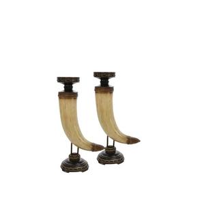 Bougeoir en corne et porte extérieure bougeoir décoratif en corne blanche avec support en bois articles de décoration de table - Product Image 4