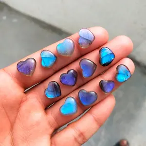 Pierre précieuse naturelle de labradorite Dhorgems, forme de cœur bleue, fabrication artisanale, pierre précieuse unique pour la fabrication de bijoux - Product Image 1