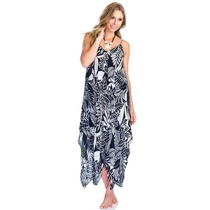 Fashion Women Asymmetrical Long <strong>Dress</strong> Rayon Topical Printed <strong>Spaghetti</strong> <strong>Strap</strong> Beach <strong>Dress</strong> <strong>Midi</strong> <strong>Dresses</strong> - Product Image 3