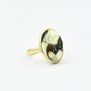 Vente en gros de quartz citron plaqué or 18 carats bague spinelle noire en argent sterling 925 de forme ovale pour mariage et fête - Product Image 2