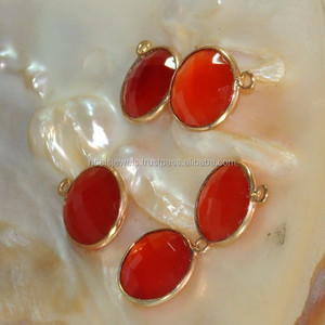 Dijes de Plata de Ley Chapados en Oro con Cornalina Roja Natural, Hechos a Mano, Color Rojo, Tamaño Personalizado, Alta Calidad, para Mujeres Cristianas - Product Image 2