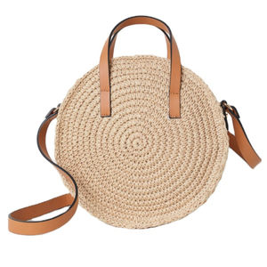 Crossbody Handmade Canteen Beach Bag Seagrass Rustic Brown Woven Seagrass Hand Bag for Women - Product Image 1