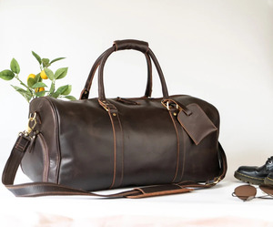 Unisex <b>Large</b> Genuine Leather Duffle <b>Bag</b> Vintage Overnight Candy Gymnastics Travel <b>Bag</b> Custom Logo Pattern Fashionable CLC LB5 - Product Image 2