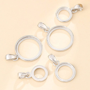 Colgante de plata de ley 925 con forma redonda, accesorio de joyería de ajuste en blanco con bisel de 5 MM - Product Image 6