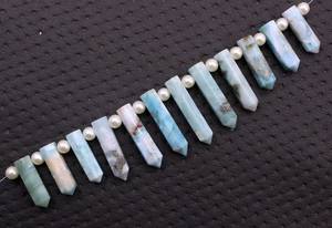 Perles Briolette en forme de crayon de qualité supérieure de 12 pièces belle 1 brin de pierre précieuse Larimar naturelle coupe lisse couleur bleue - Product Image 4
