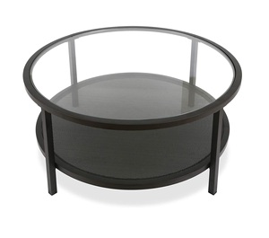 2 Tier <b>Round</b> <b>Coffee</b> <b>Table</b> Toughened Glass Top and Frame <b>Black</b> Powder Coated Modern Center/<b>Coffee</b> <b>Table</b> Versatile Stylish <b>Table</b> - Product Image 2