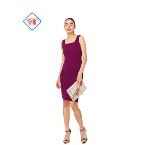 Fabricant OEM/ODM de robes décontractées pour femmes, écologiques, solides, sans manches, col carré, longueur genou, fabriquées au Vietnam - Product Image 1