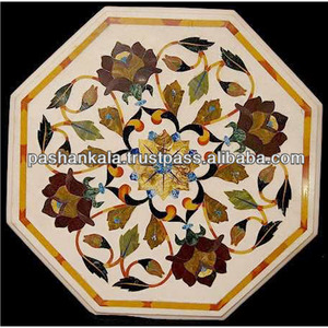 Plateau de table en marbre incrusté, plateaux de table en Pietra Dura - Product Image 1