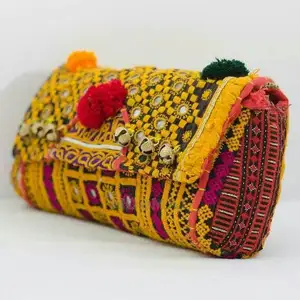 El yapımı eski Tribal çingene hint Banjara debriyaj eski sikke çanta Vintage Tribal Banjara debriyaj postacı çantası çanta çeşitli