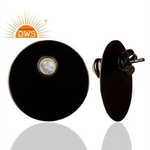 Arc-en-ciel naturel pierre de lune pierres précieuses boucles d'oreilles en gros plaqué rhodium bijoux en argent pour les femmes cadeau pour elle - Product Image 3