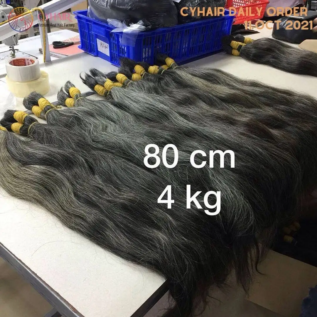 11 Oct 2021 Natural Gray Hair Bulk for Bleaching 70 cm 80 cm Cheapest Price
