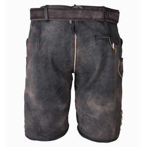 Short Laderhosen en cuir marron fait sur mesure broderie traditionnelle bavaroise imprimé Trachten porte une grande taille plat à faible coût - Product Image 6