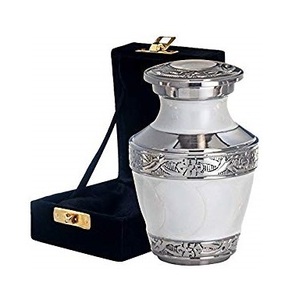 Venta caliente esmalte blanco de alta calidad listo para enviar recuerdo de cremación de aluminio para restos humanos - Product Image 1