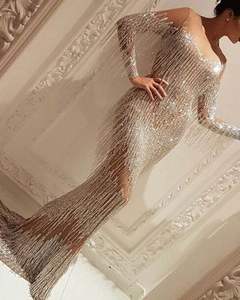 Superbe Cocktail étage longueur soirée sirène robe cristal perles de verre embelli élégant robe de soirée de mariage 2025 - Product Image 1