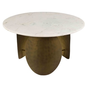Table à café en métal, fer martelé, marbre blanc Fabricant et grossiste de table à café en marbre blanc - Product Image 1