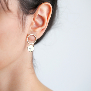 Pendientes de plata de primera ley con forma de disco para mujer, aretes, plata esterlina 925, chapado en oro, elegante, hecho a mano - Product Image 2