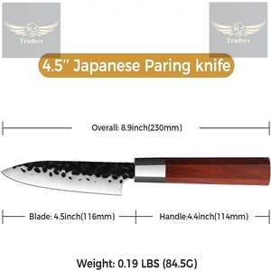 Couteau à steak 4 pouces avec gaine de haute qualité 5Cr15 lame damas manche en bois Pakka - Product Image 3