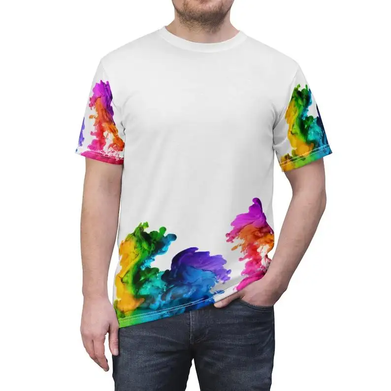 Aangepast Ontwerp Groothandel Verf Explosie Overal Print T-Shirt Met Een Geweldige Look Heren T-Shirts