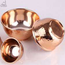 Cuencos de mezcla de cobre, Juego de 3 tazones de acero inoxidable con producto hecho a mano y 4 piezas con venta - Product Image 6
