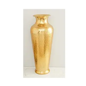 金属仿古地板花瓶家居和花园装饰花瓶，带锤打设计镀金大型家居装饰花瓶