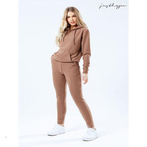 Custom Logo 2-Piece Workout Sweat Suits <b>Long</b> <b>Sleeve</b> <b>Tops</b> and Jogger Pants with Lightweight Feature Winter Tracksuit Outfits - Product Image 4