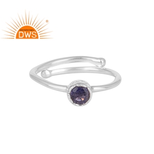 Natural Round Cut Iolite Gemstone <b>Ring</b> Jewelry Manufacturer <b>Indian</b> Handmade Silver Jewelry Supplier - Product Image 1