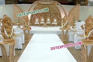 Boda Madera tallada Antiguo Mandap Madera tallada Doble poste Mandap Boda Madera Doble poste Mandap EE. UU. - Product Image 3