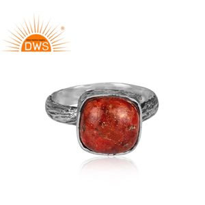 แหวนพลอยปะการังสเตอร์ลิงทำจากเงินธรรมชาติสำหรับผู้หญิงเป็นของขวัญสำหรับผู้หญิงได้รับความนิยม925ออกซิไดซ์ - Product Image 3