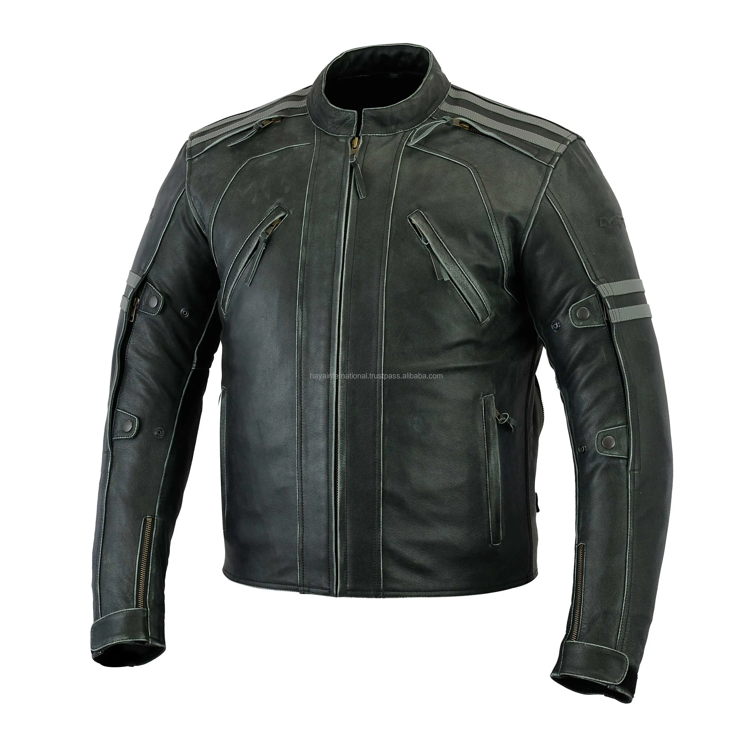 Qualidade superior com armaduras Motocicleta Vintage HIMLJ15 Motocicleta Equitação Couro Genuine Racing Jacket