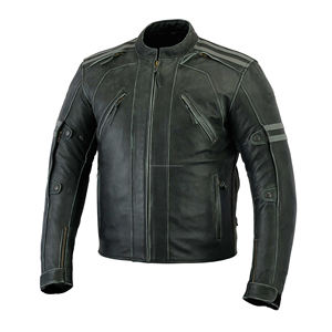 Qualité supérieure avec armures moto Vintage HIMLJ15 moto équitation en cuir véritable veste de course - Product Image 1