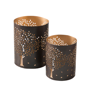 Porte-bougie rond design, de la plus haute qualité, en métal noir, pour la décoration de mariage et de fête - Product Image 4