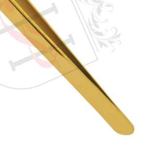 Aiguille pour Extension de cils en acier inoxydable, pince à épiler, courbe, pour Volume du nez, en or, privée, 1 pièce - Product Image 4