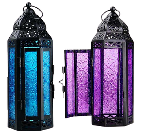 Juego de tres farolillos colgantes de diferentes tamaños en hierro, farol colgante de vela de Color negro para decoración de Hotel y hogar - Product Image 4