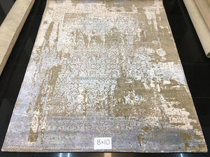 พรมไหมทอมือสีสันสดใส งานสั่งทำพิเศษ สไตล์โมเดิร์นจากอินเดีย ลายศิลปะนามธรรม AZORE ผลิตจากผ้าไหมและผ้าลินิน รูปทรงสี่เหลี่ยมผืนผ้า สำหรับห้องนอน - Product Image 5