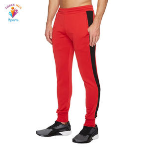 กางเกงวอร์มผ้าฟลีซผ้าฝ้ายลำลองสำหรับทุกเพศ, กางเกงวอร์มผ้าคอตตอนมีเชือกรัดเอวน้ำหนักเบาปักลายทางด้านข้าง - Product Image 4