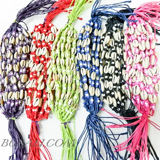 Free Shipping Door to Door 300 Pieces of Tropical Hemp Bracelets Leather with Cowrie Shells Women Accessories Handmade