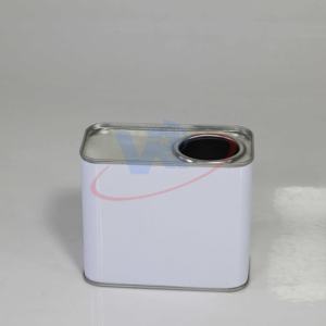 Bidon rectangulaire en métal de 0.5 litres de qualité supérieure de forme carrée avec revêtement blanc/or - Product Image 4