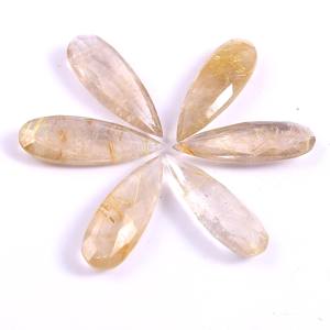 Quartz rutilé doré naturel 15x7mm, 1 pièce, pierre précieuse à facettes en vrac couleur orange, pour la fabrication de bijoux - Product Image 1