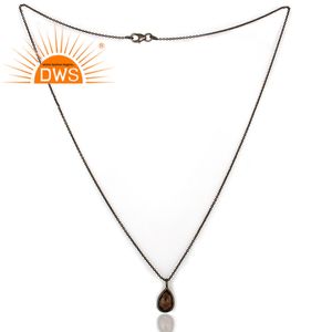 Tiny Smoky Quartz-Cadena de piedras preciosas, collar con colgante de plata de ley 925, proveedor de joyas chapadas en rodio, venta al por mayor - Product Image 2